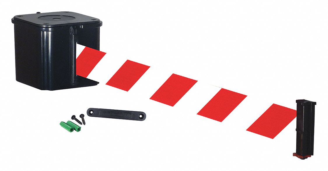 Retractable Belt Barrier, Black, 4in. H