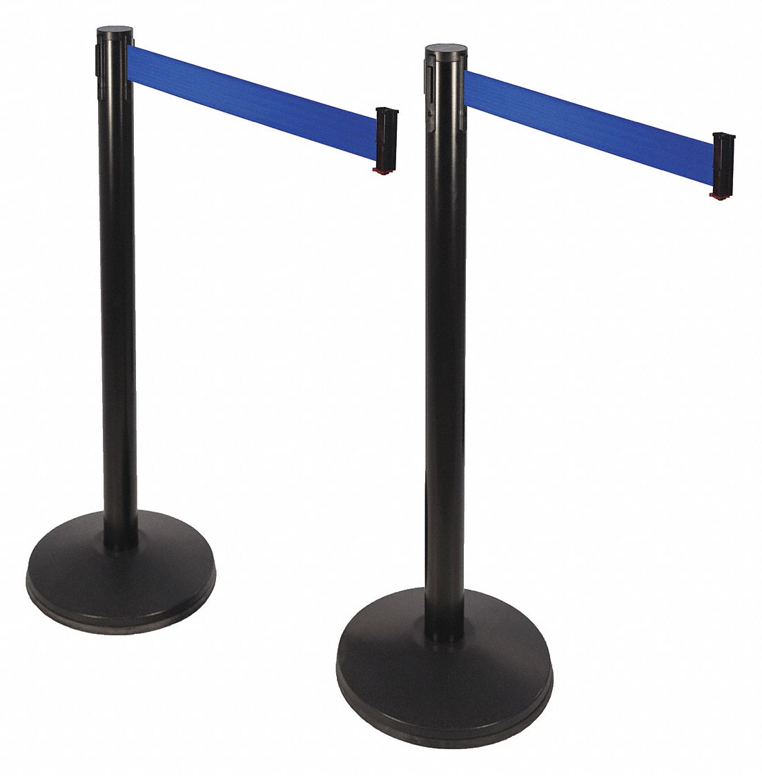 Barrier Post with Belt: 40 1/2 in Post Ht, 10 ft Belt Lg, Blue, 2 No. of Posts, No Pattern