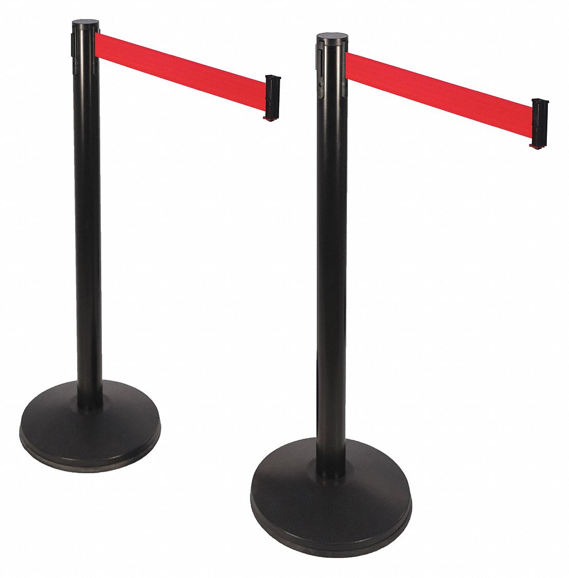 Barrier Post with Belt: 40 1/2 in Post Ht, 10 ft Belt Lg, Red, 2 No. of Posts, No Pattern