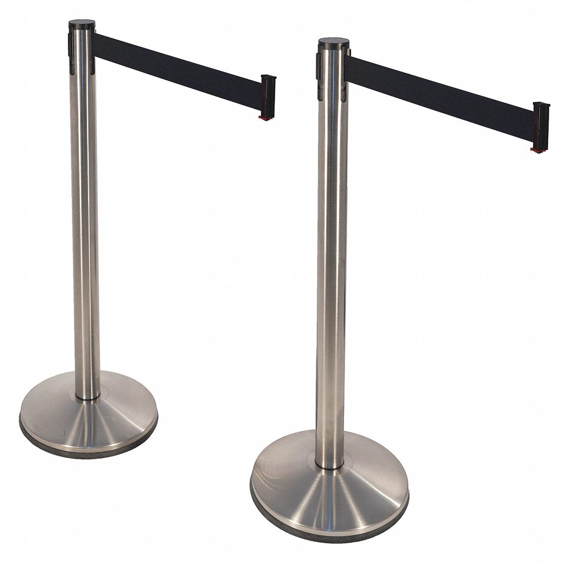 Barrier Post with Belt: 40 1/2 in Post Ht, 10 ft Belt Lg, Black, 2 No. of Posts, No Pattern