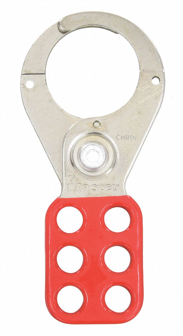 LOCKOUT HASP, SNAP-ON, RED, STEEL, 5 IN LENGTH