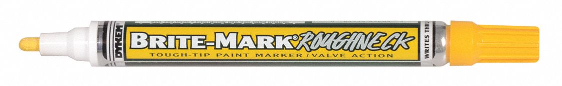 Liquid Paint Marker: 1.3 mm Tip Wd, Fiber Nib, Yellow, Point, Rough Surfaces