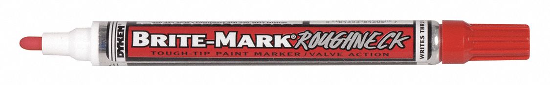 Liquid Paint Marker: 1.3 mm Tip Wd, Fiber Nib, Red, Point, Rough Surfaces