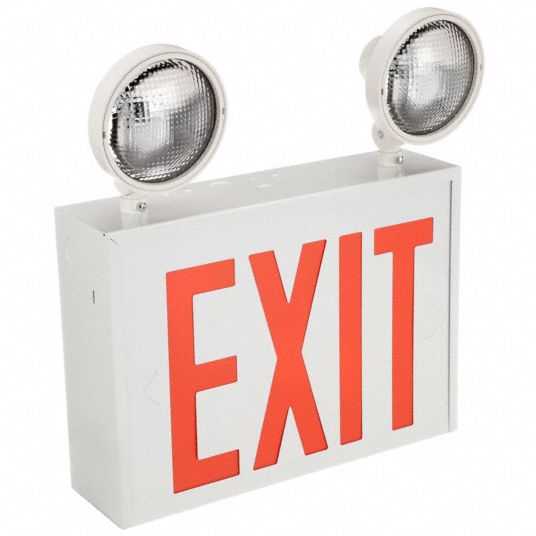 White, 1 Faces, Exit Sign with Emergency Lights 40CP8340CP83 Grainger