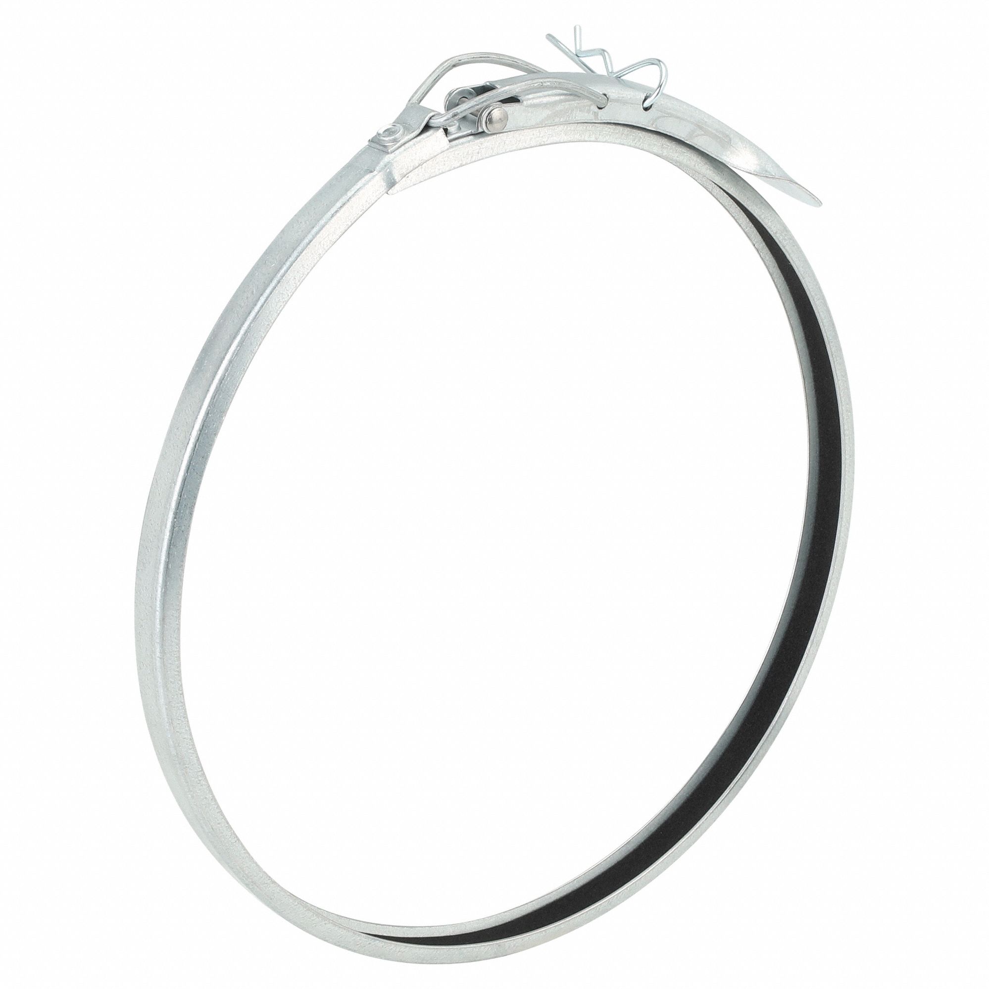 Duct Clamp: Steel, For 10 in Duct Dia, 10 in Overall Lg, 22 ga Material Thick, Galvanized Steel