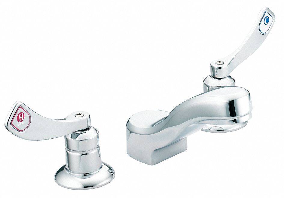 MOEN COMMERCIAL Low Arc, Bathroom Sink Faucet, Wristblade Faucet Handle Type, 2.20 gpm, Chrome ...