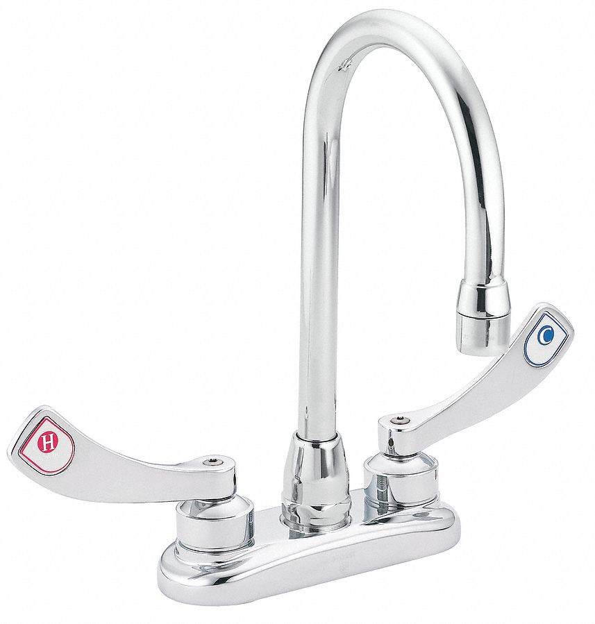 Gooseneck Bar Faucet: M-Dura, Centerset, Deck, Cast Metal, 1.5 gpm Flow Rate, 2 Mounting Holes