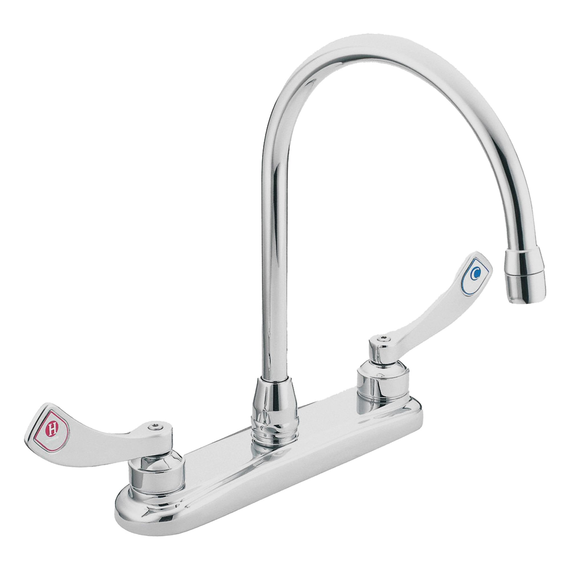 Gooseneck Kitchen/Bathroom Faucet: M-Dura, Cast Metal, Widespread, Deck, 3 Mounting Holes