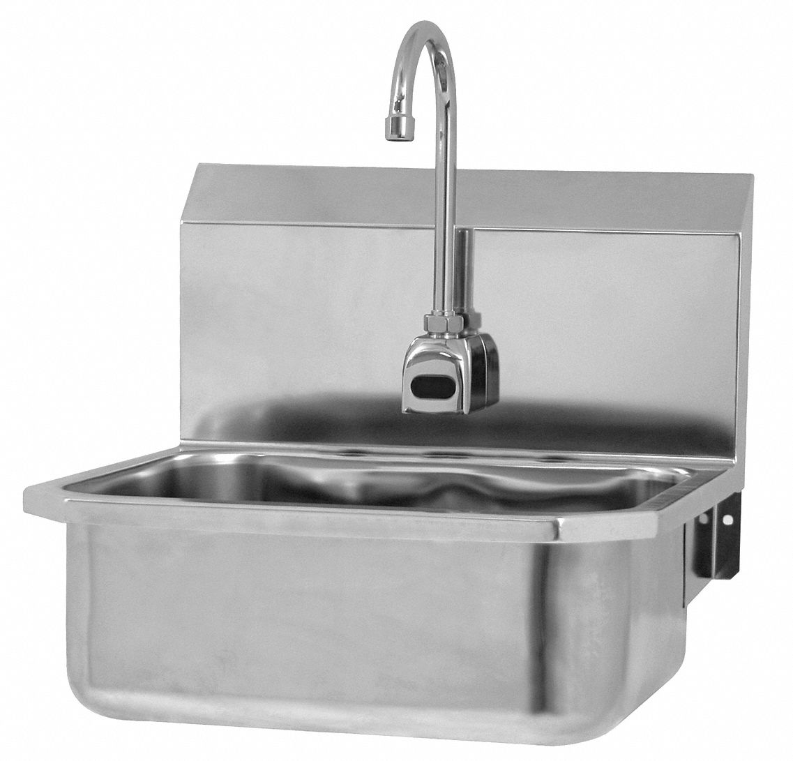 Hand Sink: 1 Stations, 7 in Bowl Dp, 17 in Bowl Lg, 14 in Bowl Wd, Faucet Included, 18 ga