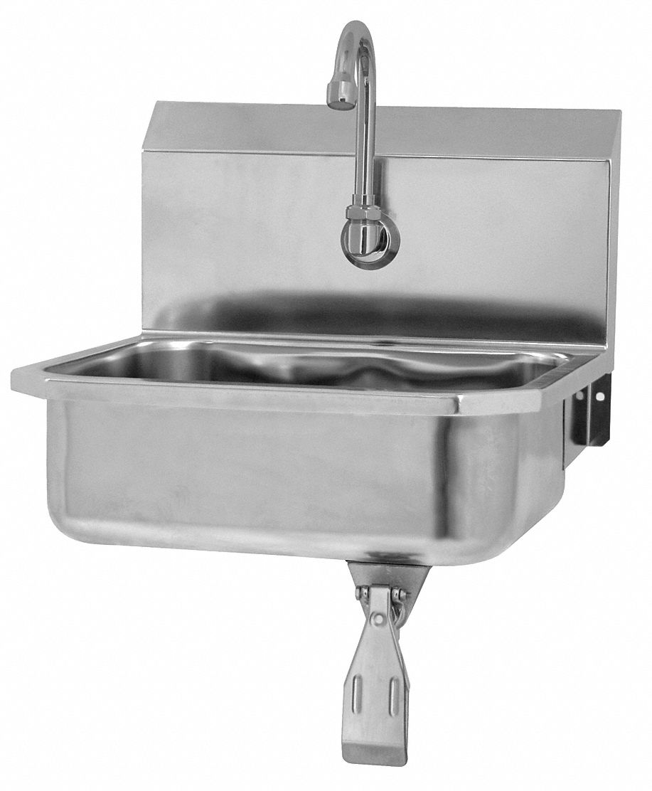Hand Sink: 1 Stations, 5 in Bowl Dp, 14 in Bowl Lg, 11 in Bowl Wd, Faucet Included, 18 ga
