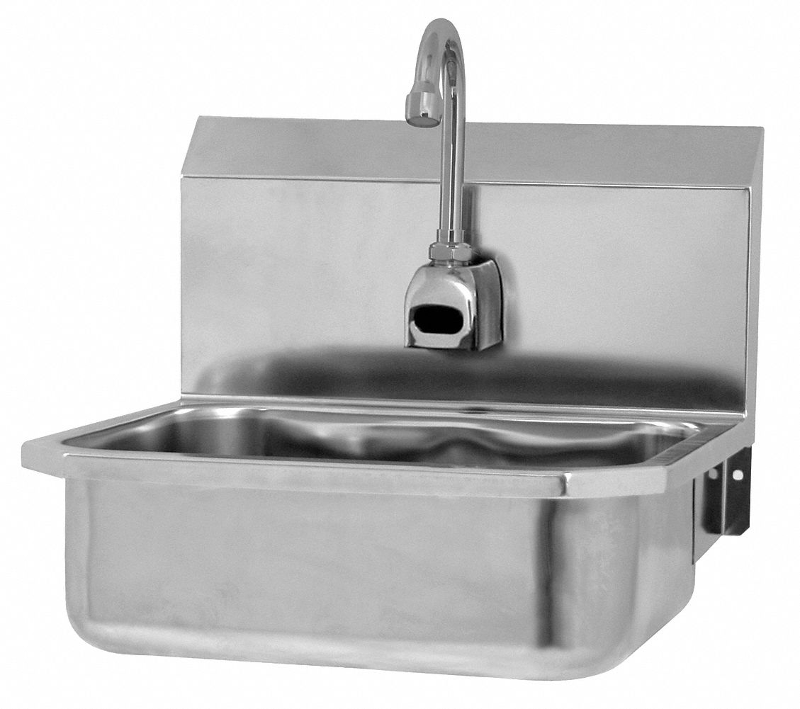 Hand Sink: 1 Stations, 5 in Bowl Dp, 14 in Bowl Lg, 11 in Bowl Wd, Faucet Included, 18 ga