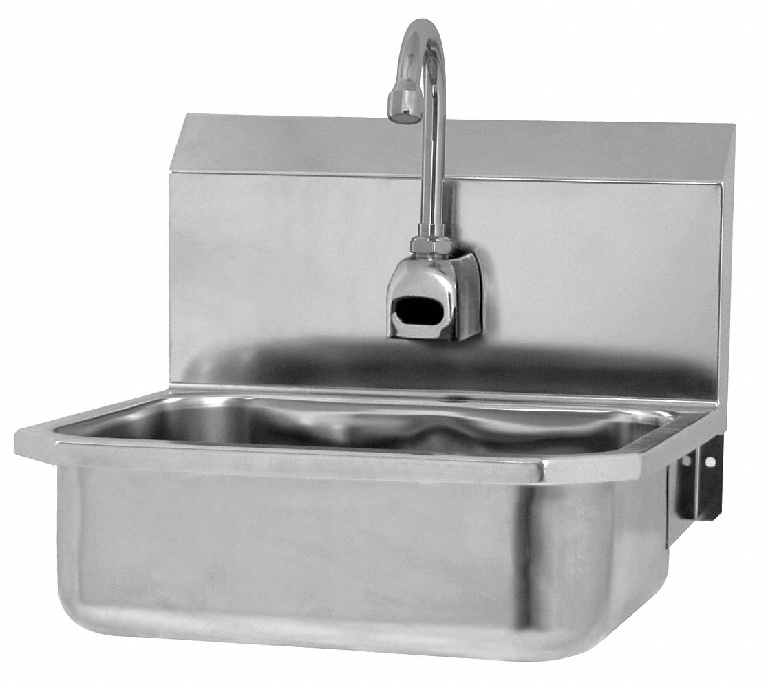 Hand Sink: 1 Stations, 5 in Bowl Dp, 14 in Bowl Lg, 11 in Bowl Wd, Faucet Included, 18 ga