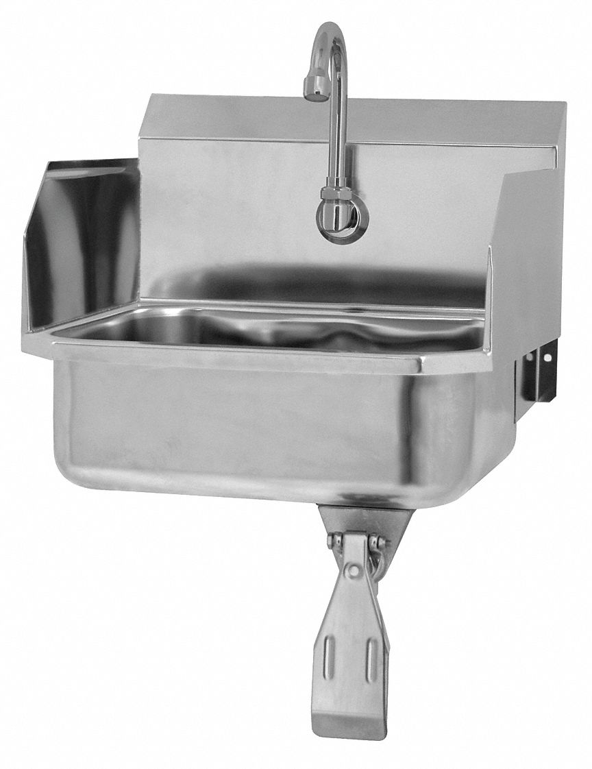 HAND SINK: SANI-LAV, 2 GPM, SPLASH, 14 IN X 11 IN BOWL SIZE, 5 IN BOWL DP, 18 GA, SILVER