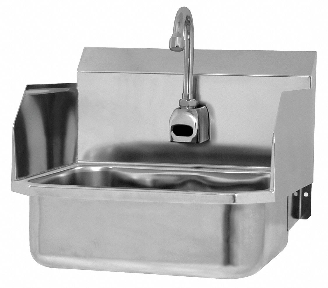 Hand Sink: 1 Stations, 5 in Bowl Dp, 14 in Bowl Lg, 11 in Bowl Wd, Faucet Included, 18 ga