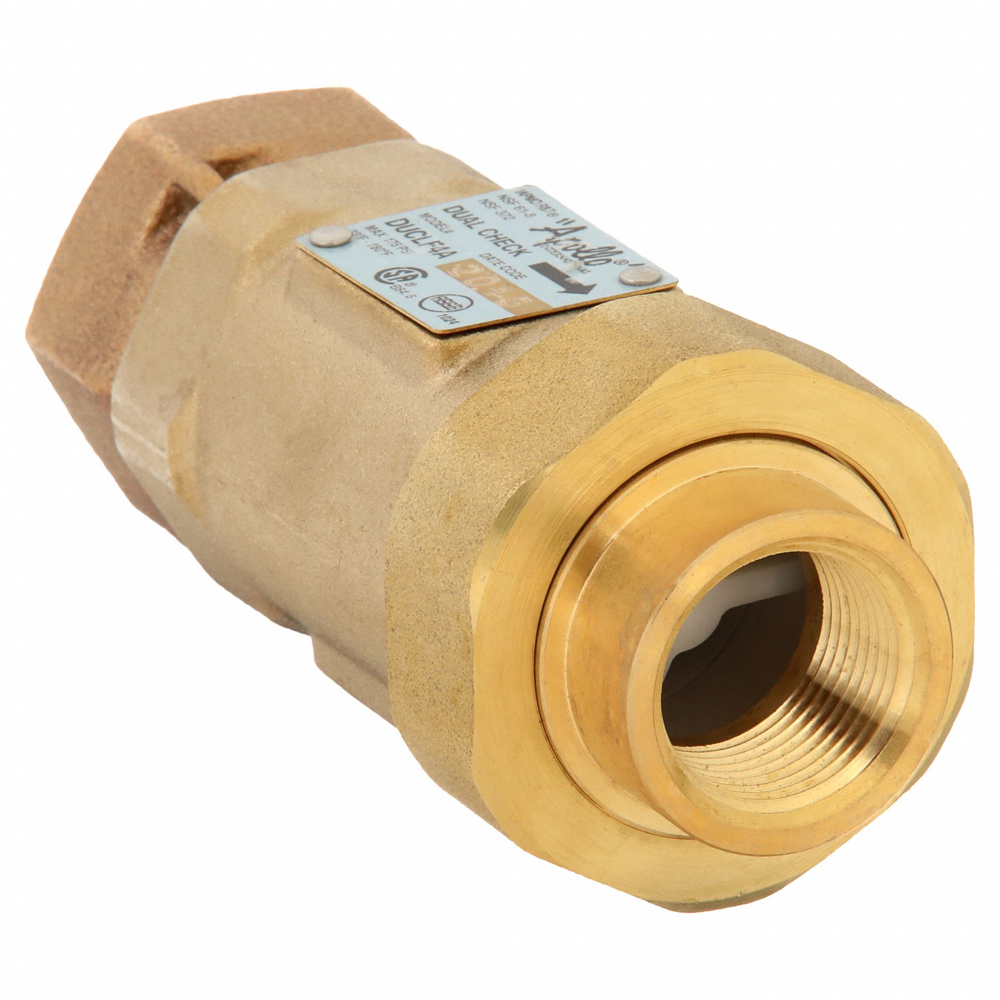 DUAL CHECK VALVE, BRONZE, ¾ IN, FNPT THREAD X SOCKET