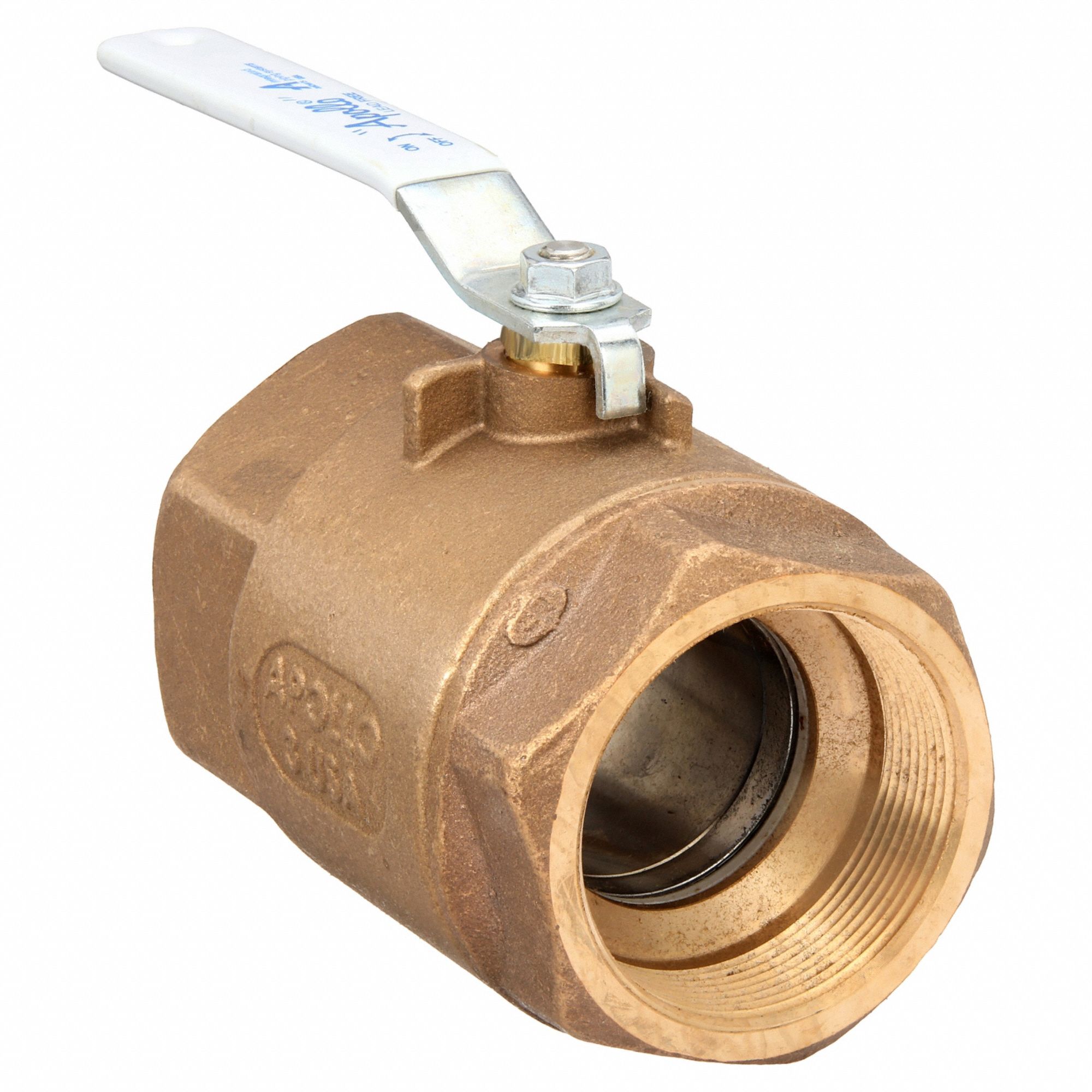 Manual Two-Way Ball Valve: 3 in Size, Bronze, Straight, FNPT x FNPT, Std Port Ball Port