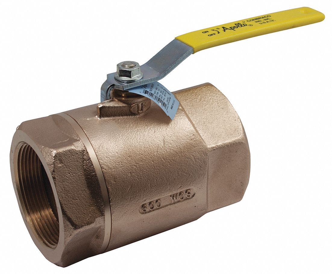Apollo Ball Valve Lead Free Bronze Inline 2 Piece Pipe Size 1 1 2 In Connection Type Fnpt X