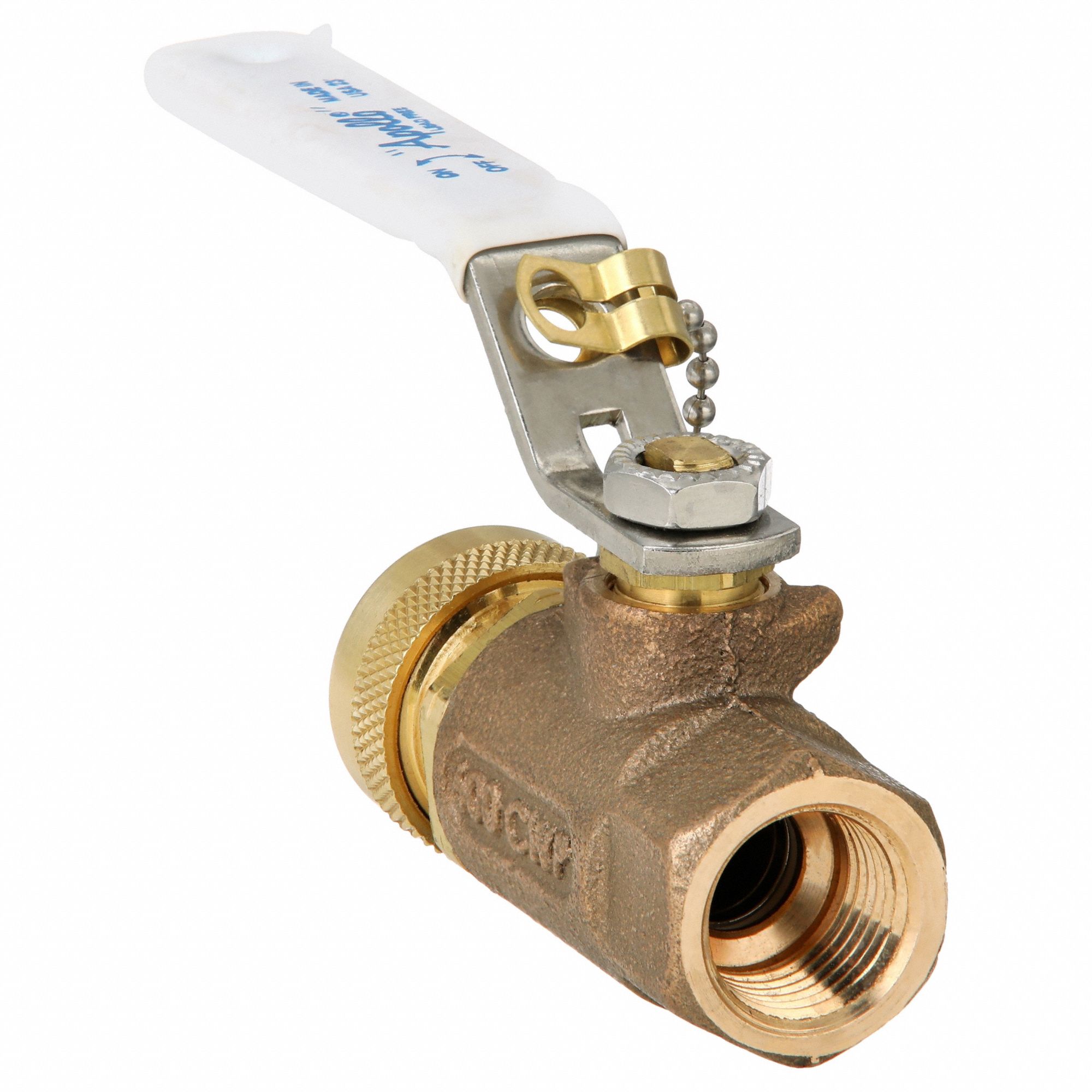 Manual Two-Way Ball Valve: 1/2 in Size, Bronze, Straight, FNPT x FGHT, Full Port Ball Port