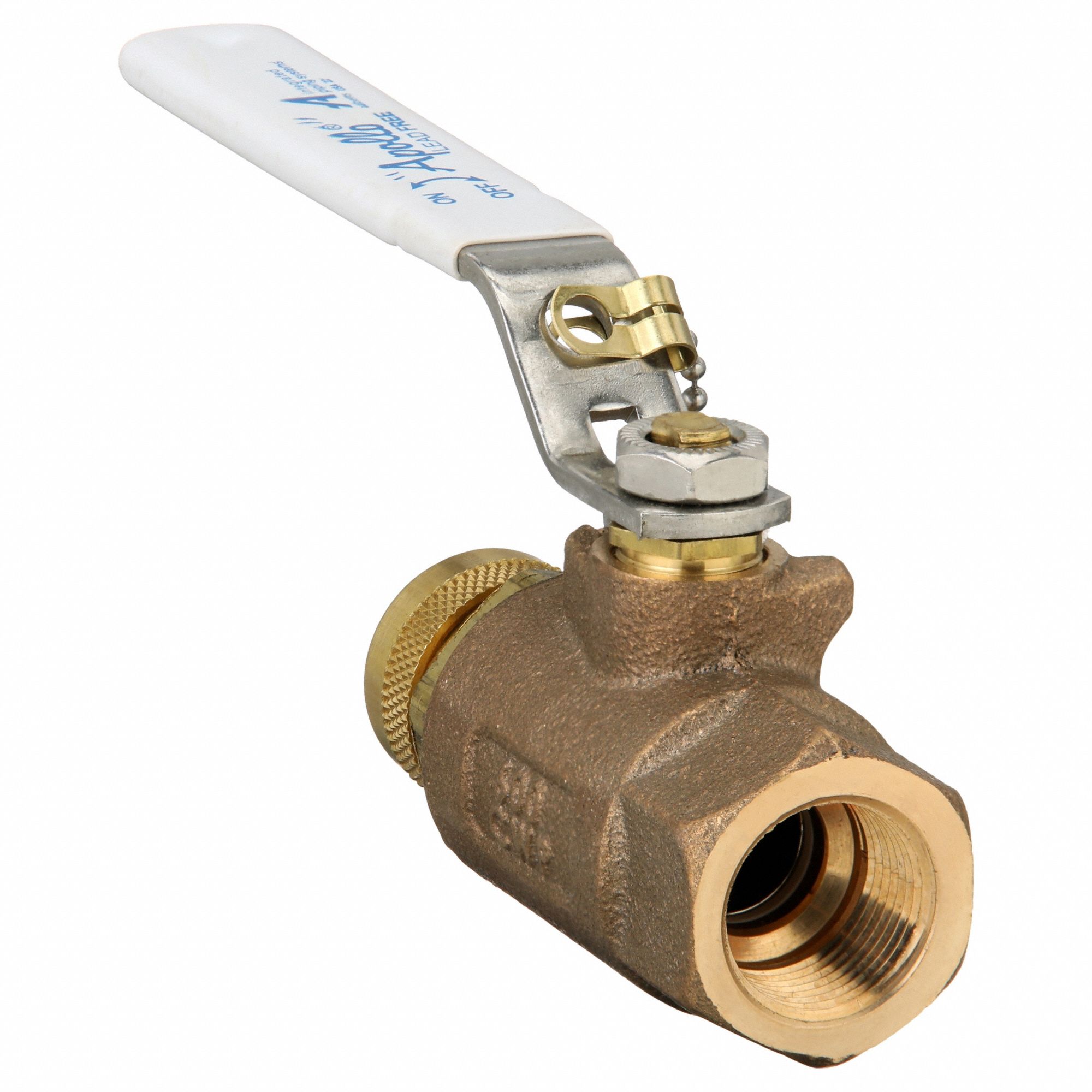 Manual Two-Way Ball Valve: 3/4 in Size, Bronze, Straight, FNPT x FGHT, Std Port Ball Port