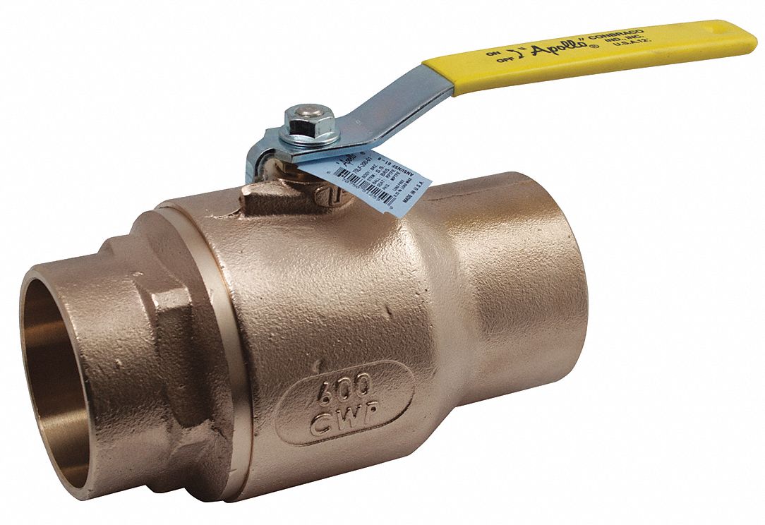 MANUAL TWO-WAY BALL VALVE: 2½ IN SIZE, BRONZE, STRAIGHT, SWEAT X SWEAT, STD PORT BALL PORT