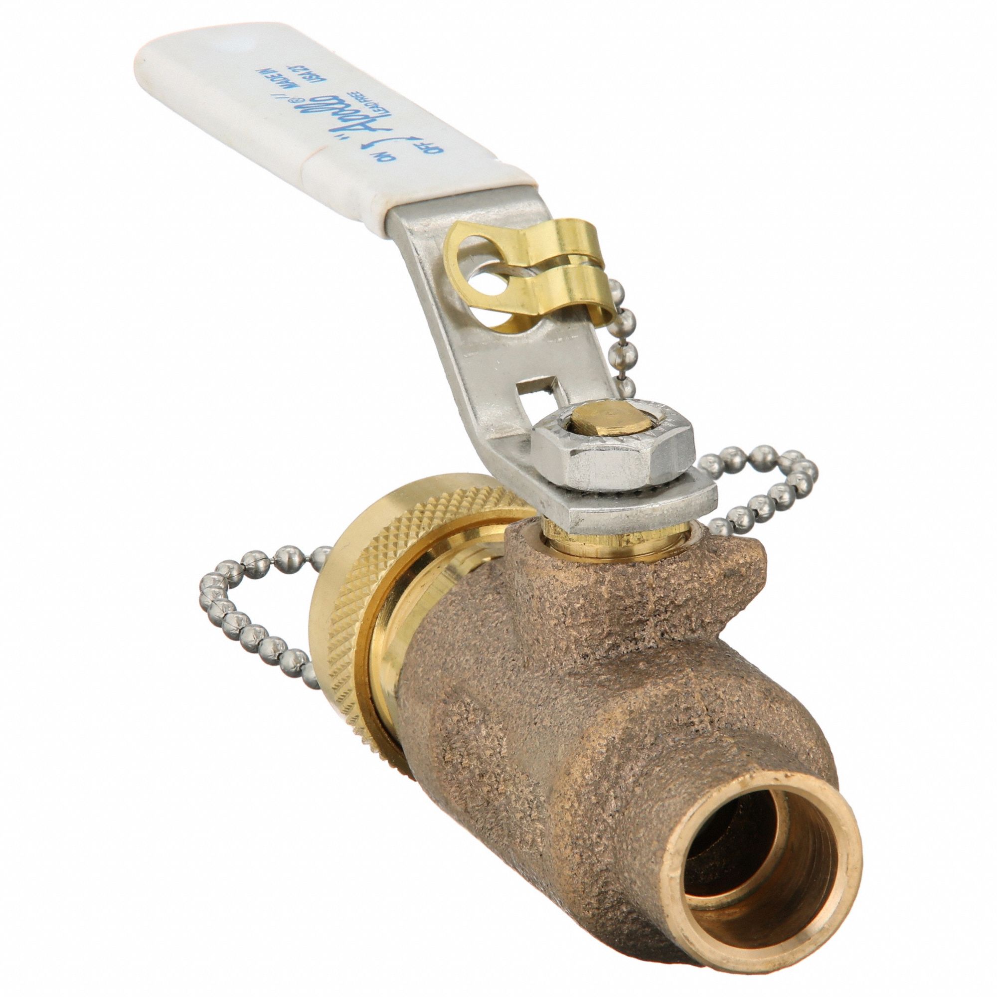 Manual Two-Way Ball Valve: 1/2 in Size, Bronze, Straight, Sweat x Sweat, Full Port Ball Port