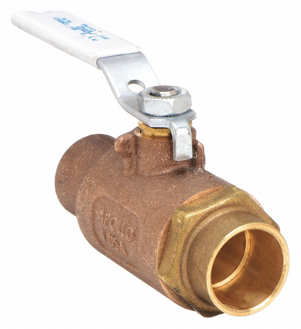 MANUAL TWO-WAY BALL VALVE: 1½ IN SIZE, BRONZE, STRAIGHT, SWEAT X SWEAT, STD PORT BALL PORT