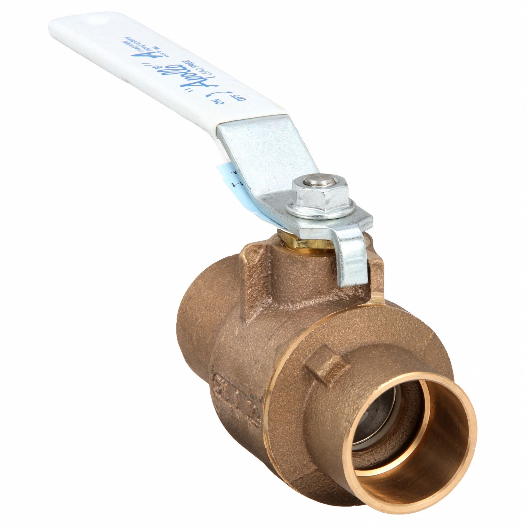 Manual Two-Way Ball Valve: 1 1/2 in Size, Bronze, Straight, Sweat x Sweat, Std Port Ball Port