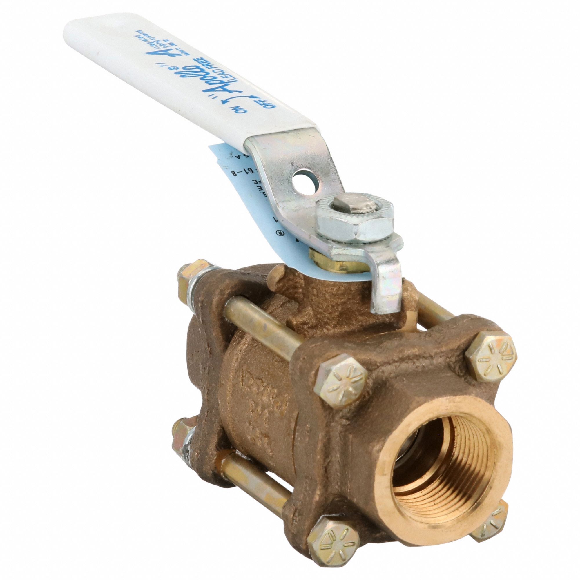 Manual Two-Way Ball Valve: 3/4 in Size, Bronze, Straight, FNPT x FNPT, Full Port Ball Port