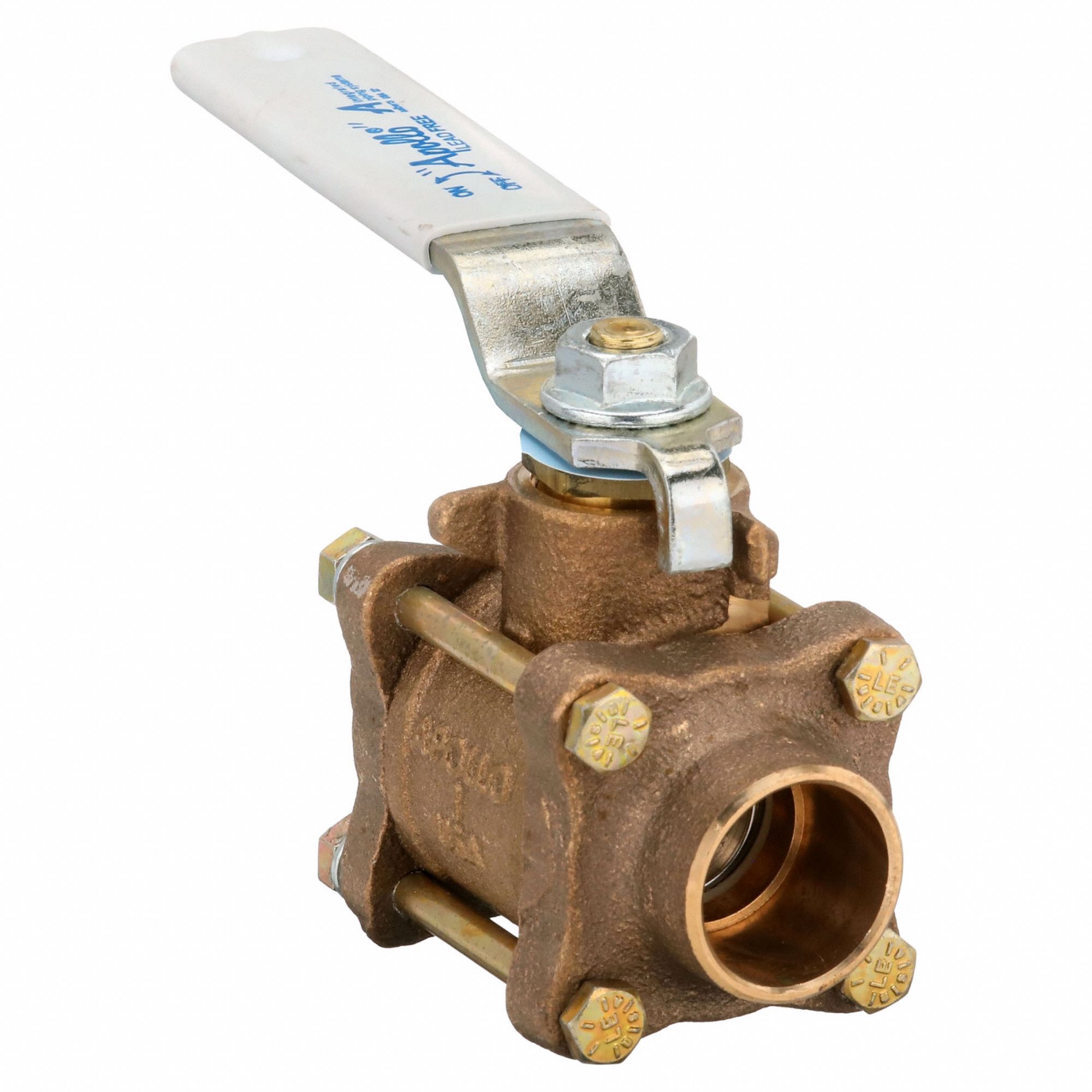 Manual Two-Way Ball Valve: 1 in Size, Bronze, Straight, Sweat x Sweat, Full Port Ball Port