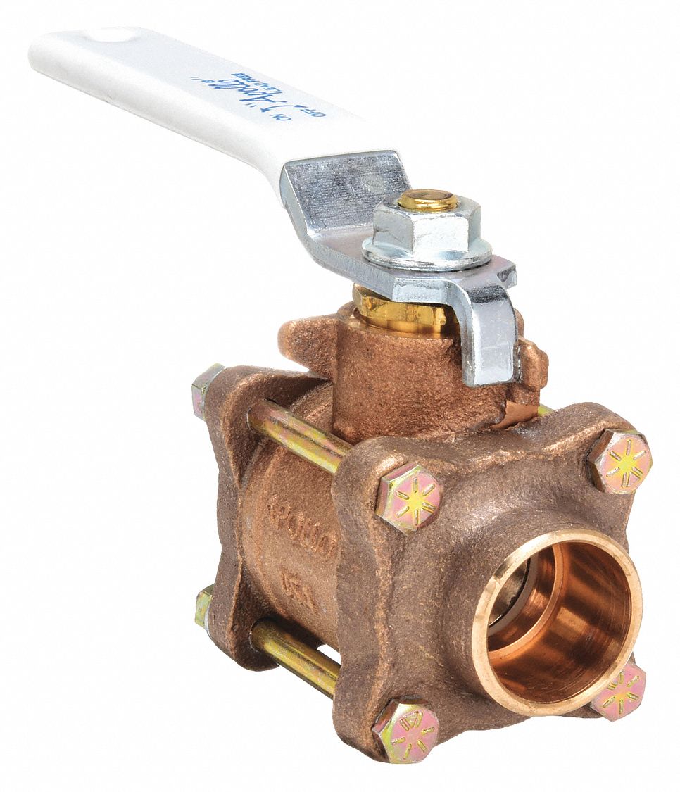 MANUAL TWO-WAY BALL VALVE: ½ IN SIZE, BRONZE, STRAIGHT, SWEAT X SWEAT, FULL PORT BALL PORT