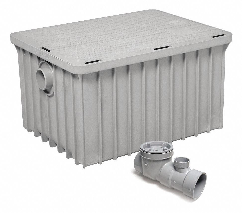 Grease Interceptor: 70 lb Capacity, 35 gpm Flow Rate, 31 in Overall Wd, 23 1/2 in Overall Lg