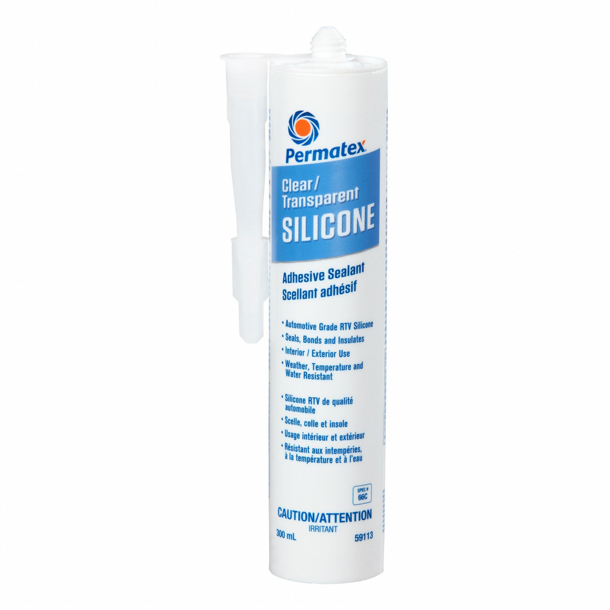 ADHESIVE SEALANT, RTV, NON-SAG PASTE, TEMP RANGE -59 TO 204 ° C, CURE 24 HR, CLEAR, 300 ML, SILICONE