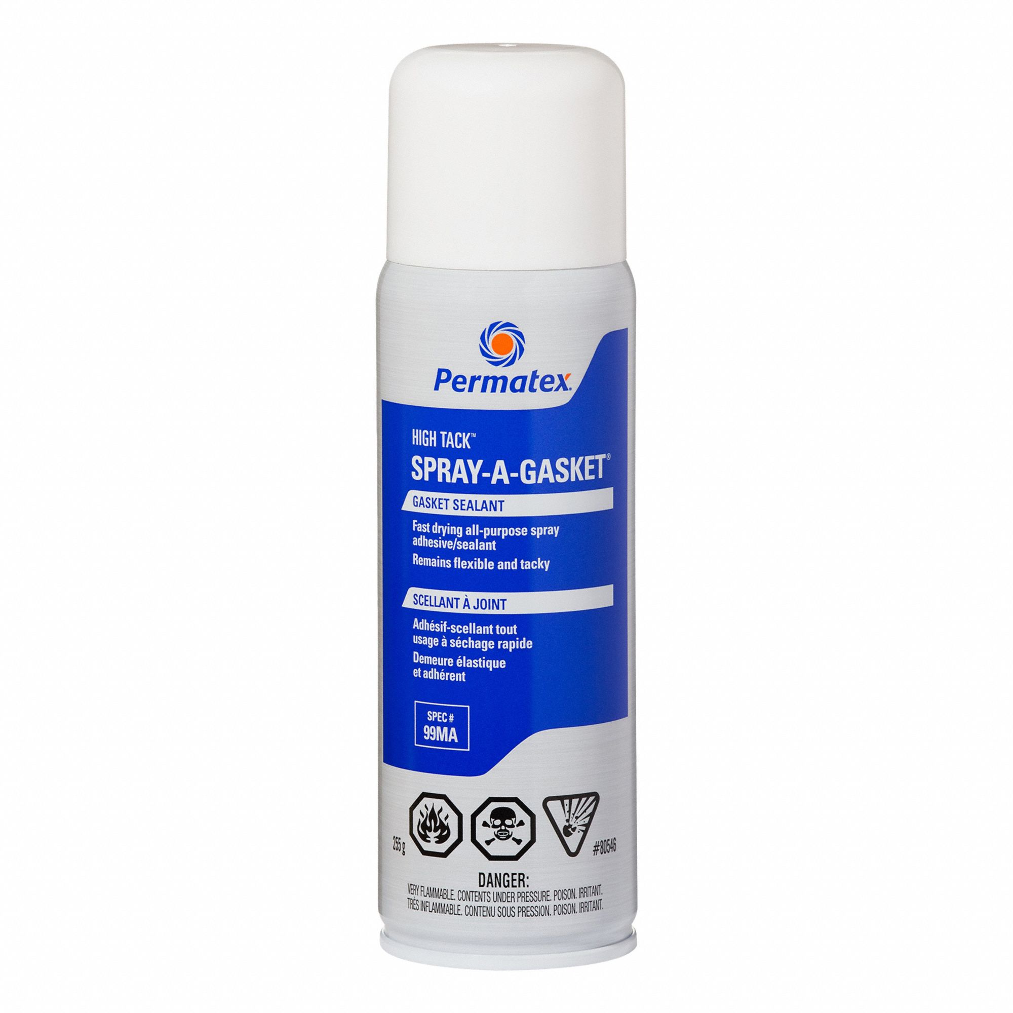 GASKET SEALANT, HIGH TACK, AEROSOL, FAST DRYING, TEMP RANGE -54 TO 260 ° C, CURE 24 HR, WHITE, 225 G