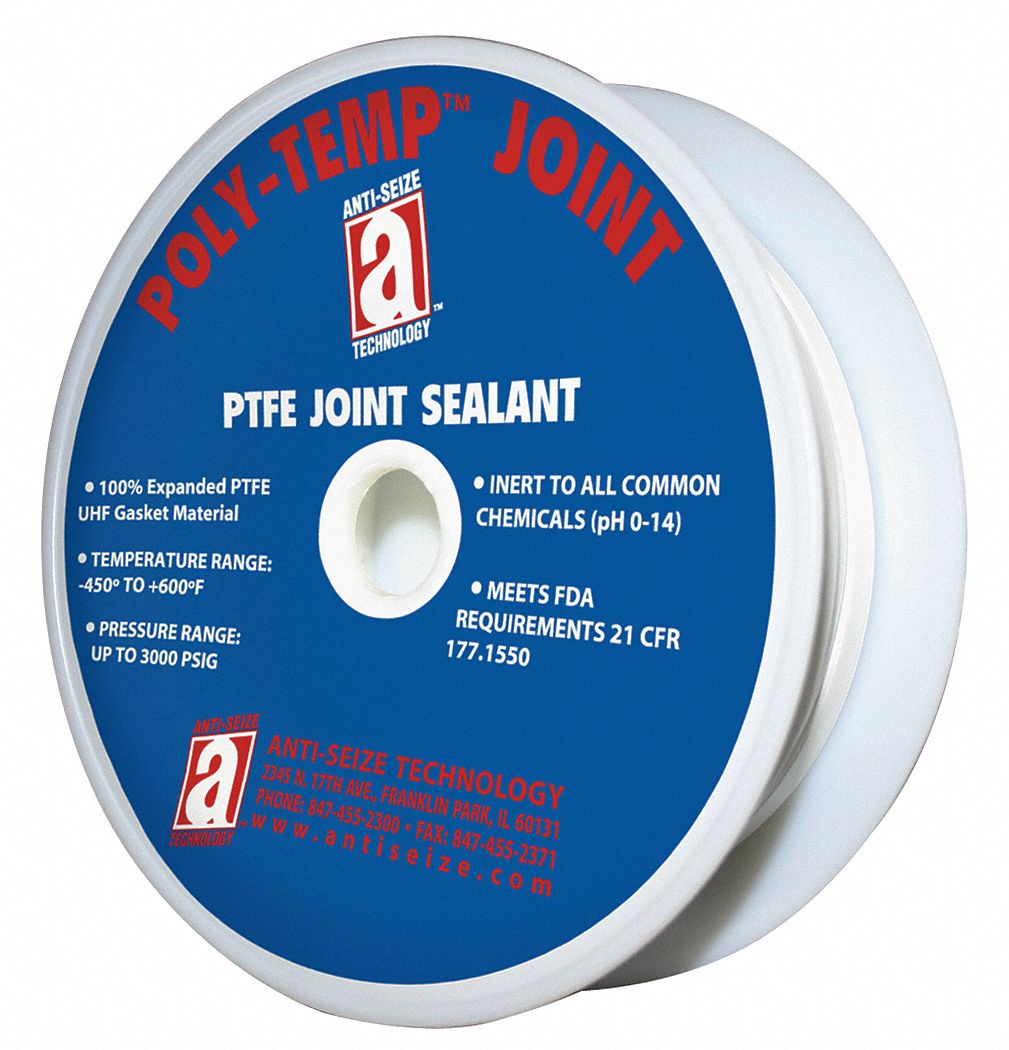 ANTISEIZE TECHNOLOGY Joint Sealant Tape, PTFE, 0.45 to 0.55sg, compressed to 2.0 to 2.1sg, 1/2