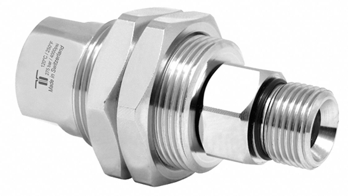 Rotary Union: Straight, Nickel-Plated Brass, 1 Passages, 3/8 in G M Rotating Shaft, 304
