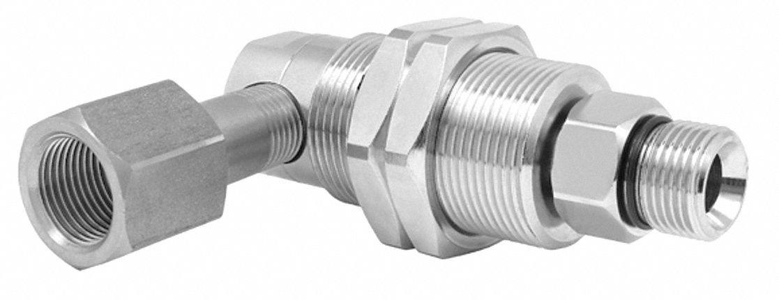 Rotary Union: Elbow, Nickel-Plated Brass, 1 Passages, 3/8 in G M Rotating Shaft, Right Hand