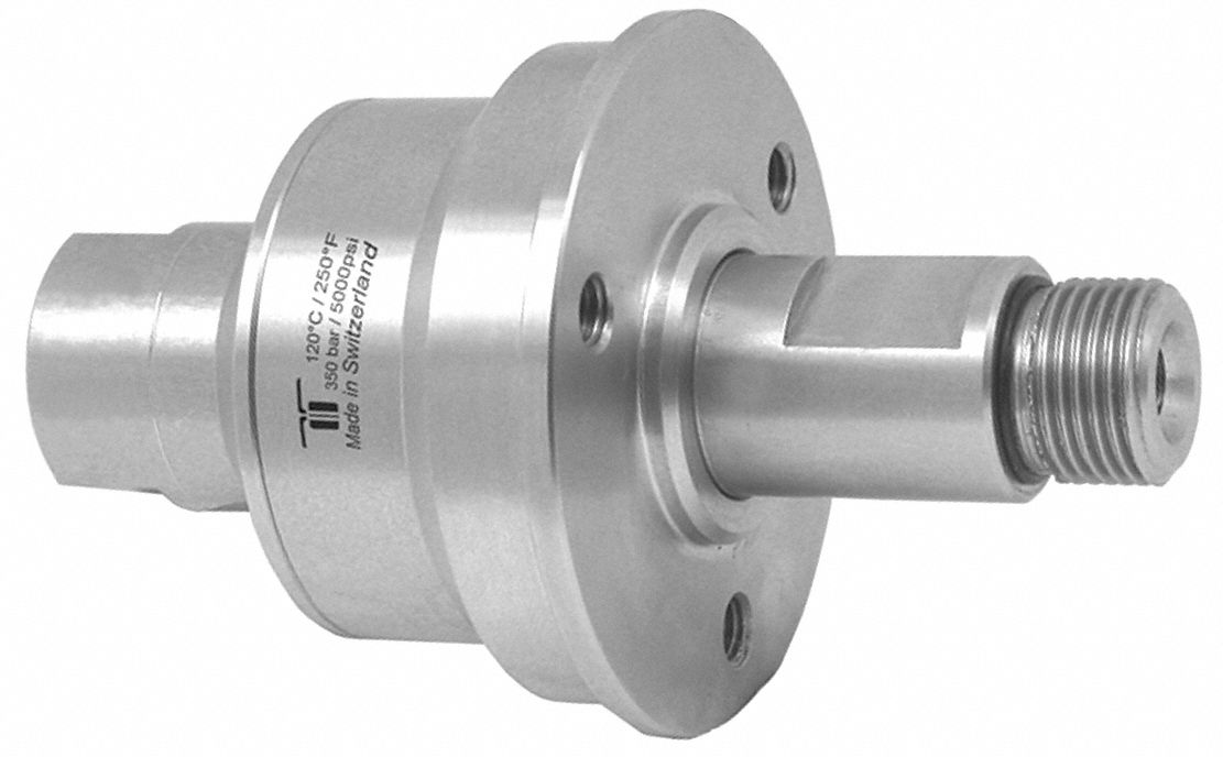 Rotary Union: Straight, 304 Stainless Steel, 1 Passages, 3/8 in G M Rotating Shaft, 304