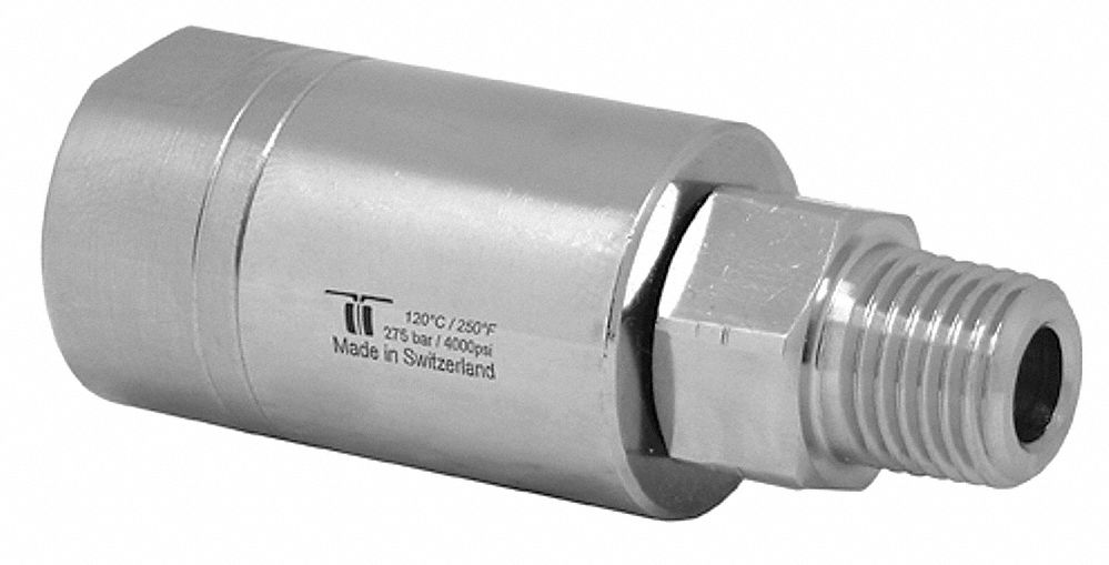 ROTARY UNION: STRAIGHT, NICKEL-PLATED BRASS, 1 PASSAGE, ¼ IN NPTM ROTATING SHAFT, RIGHT HAND, 304