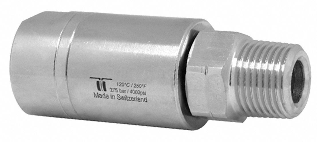 Rotary Union: Straight, Nickel-Plated Brass, 1 Passages, 3/8 in NPTM Rotating Shaft, 304