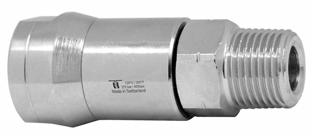 Rotary Union: Straight, Nickel-Plated Brass, 1 Passages, 3/8 in NPTM Rotating Shaft, 304
