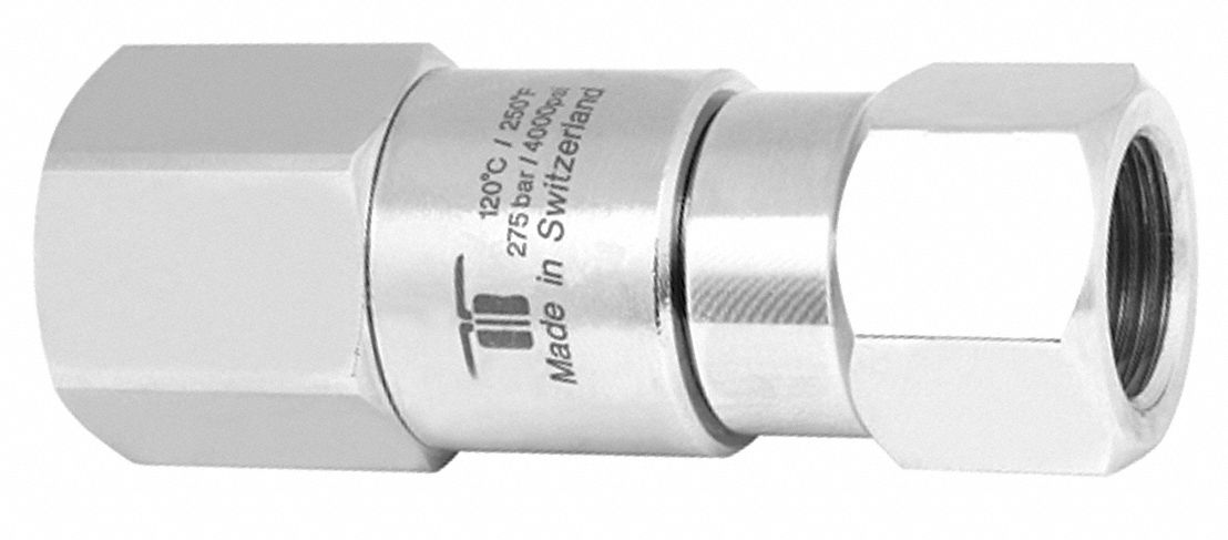 ROTARY UNION: STRAIGHT, NICKEL-PLATED BRASS, 1 PASSAGE, ⅜ IN NPTF ROTATING SHAFT, RIGHT HAND, 304