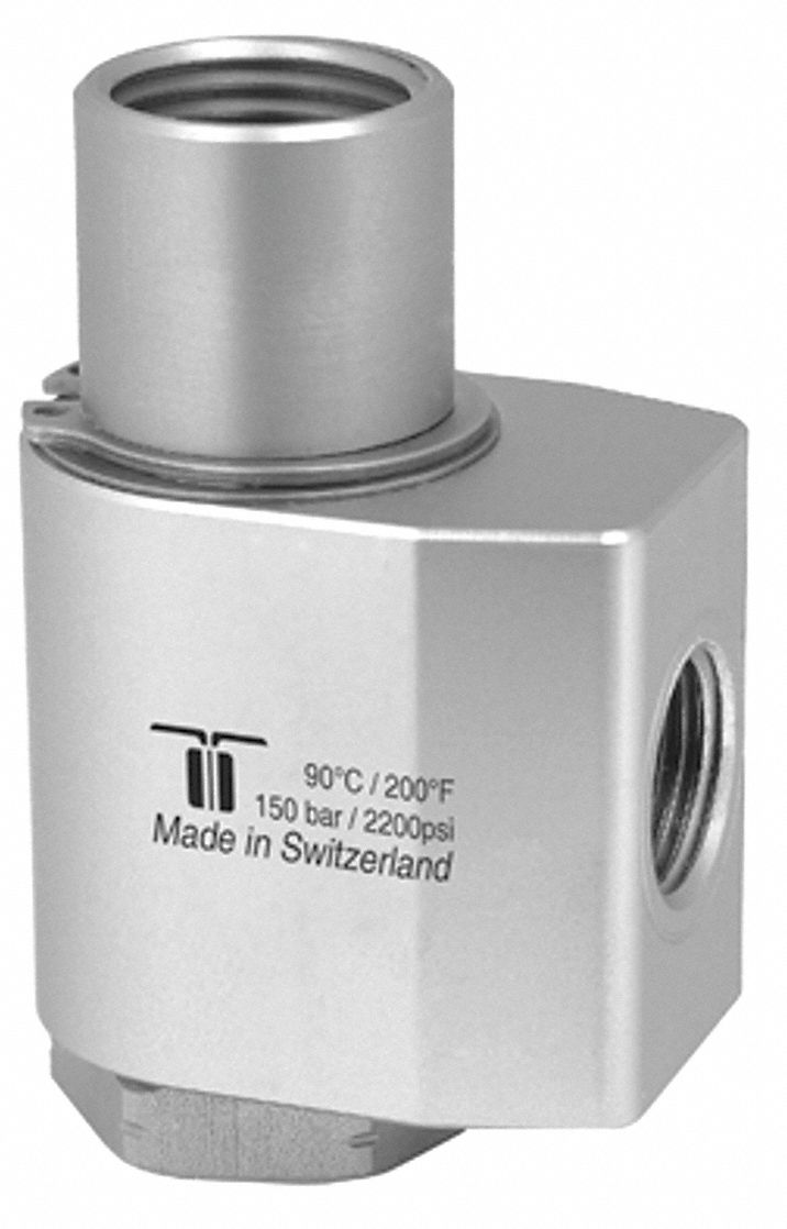 Rotary Union: Elbow, Nickel-Plated Brass, 1 Passages, 1/2 in NPTF Rotating Shaft, 304
