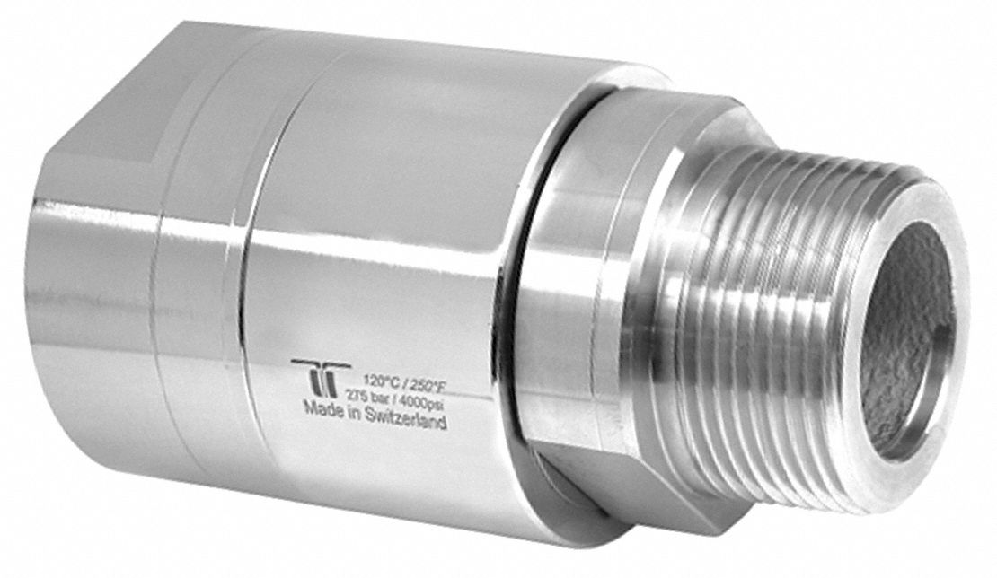 Rotary Union: Straight, Nickel-Plated Brass, 1 Passages, 1-1/4 in NPTM Rotating Shaft, 304