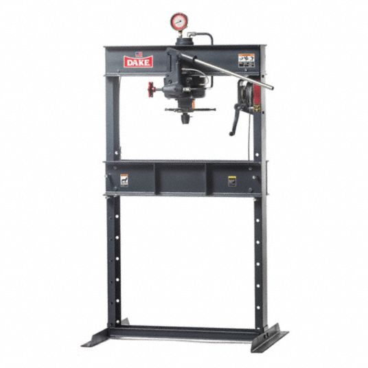 DAKE CORPORATION Hydraulic Press: Manual Pump, H-Frame Frame, 25 ton Frame  Capacity, 10 in Stroke