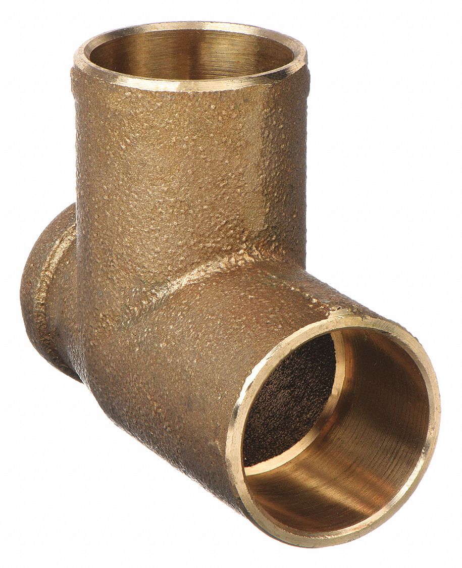 Sweat Fitting Tee: 1 in CTS x 1/8 in Pipe x 1 in CTS, Cup x FNPT x Cup, Low Lead Bronze
