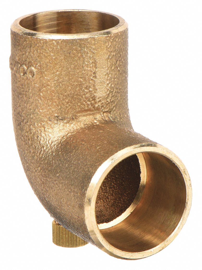 Sweat Fitting Elbow: 1 in CTS x 1 in CTS, Cup x FTG, Vent, Bronze
