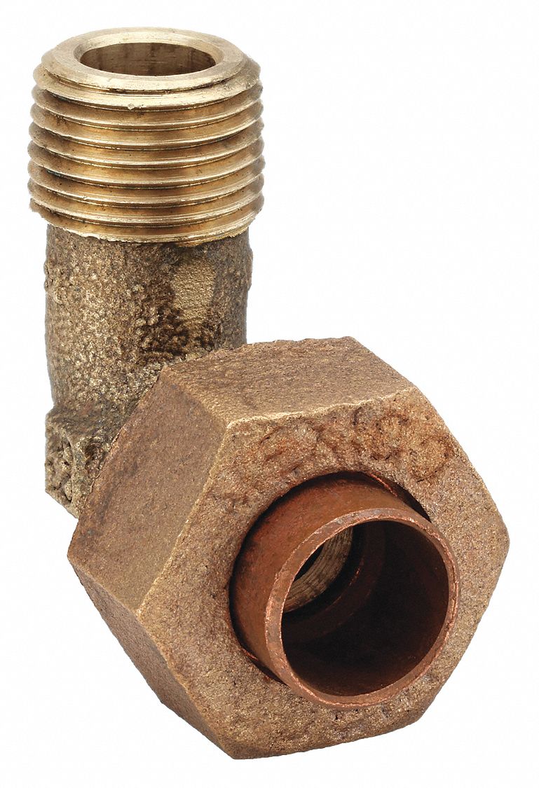Sweat Fitting Elbow: 1 in CTS x 1 in Pipe, Cup x MNPT, Bronze