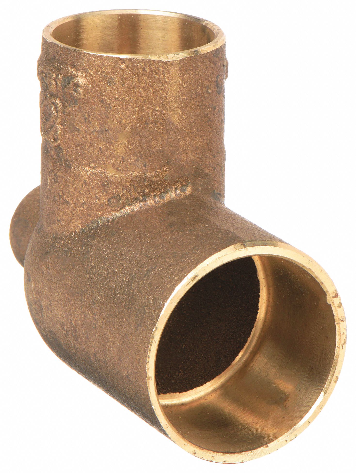 Sweat Fitting Tee: 1 1/4 in CTS x 1/2 in CTS x 1 in CTS, Cup x Cup x Cup, Low Lead Bronze