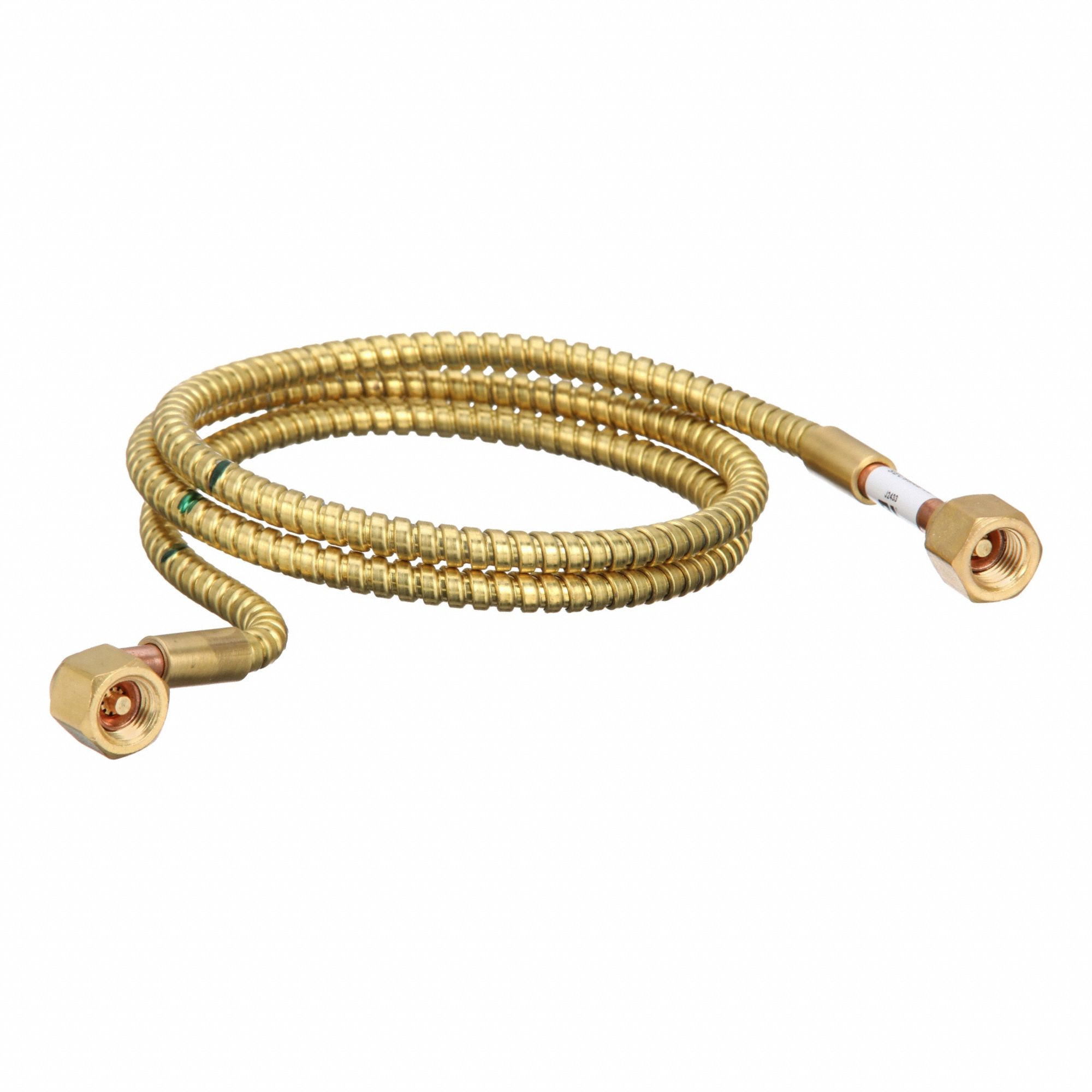 Armored Capillary Tubing: 0.06 in ID, 36 in Lg, 1/4 in Connection, 90° Elbow