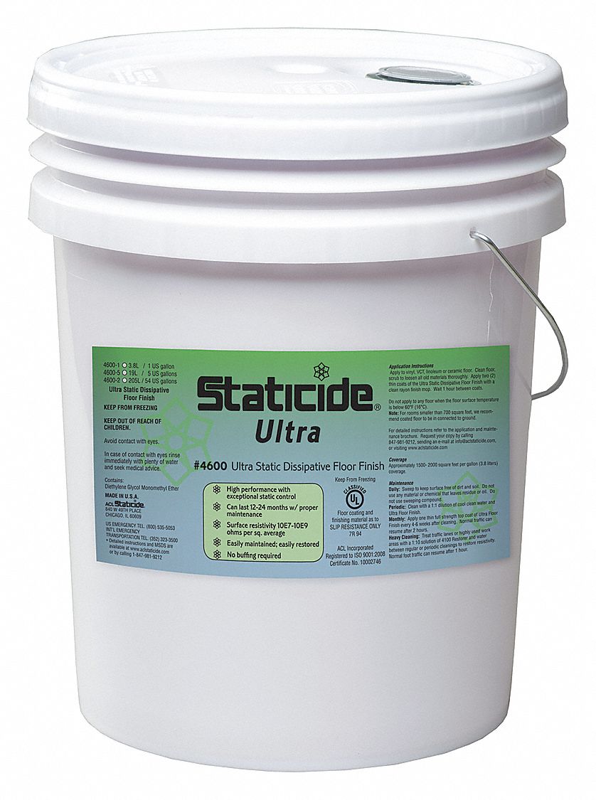 ACL STATICIDE, Bucket, 5 gal Container Size, Floor Finish 40GL704600